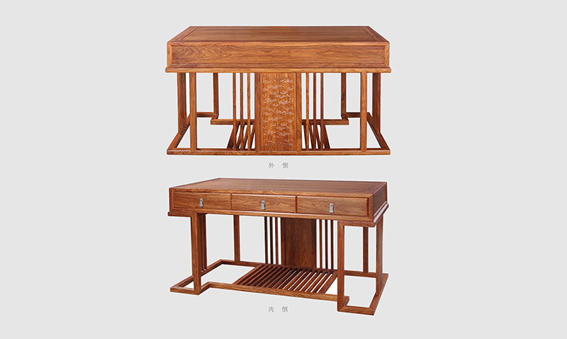 紫阳 别墅中式家居书房装修实木书桌效果图